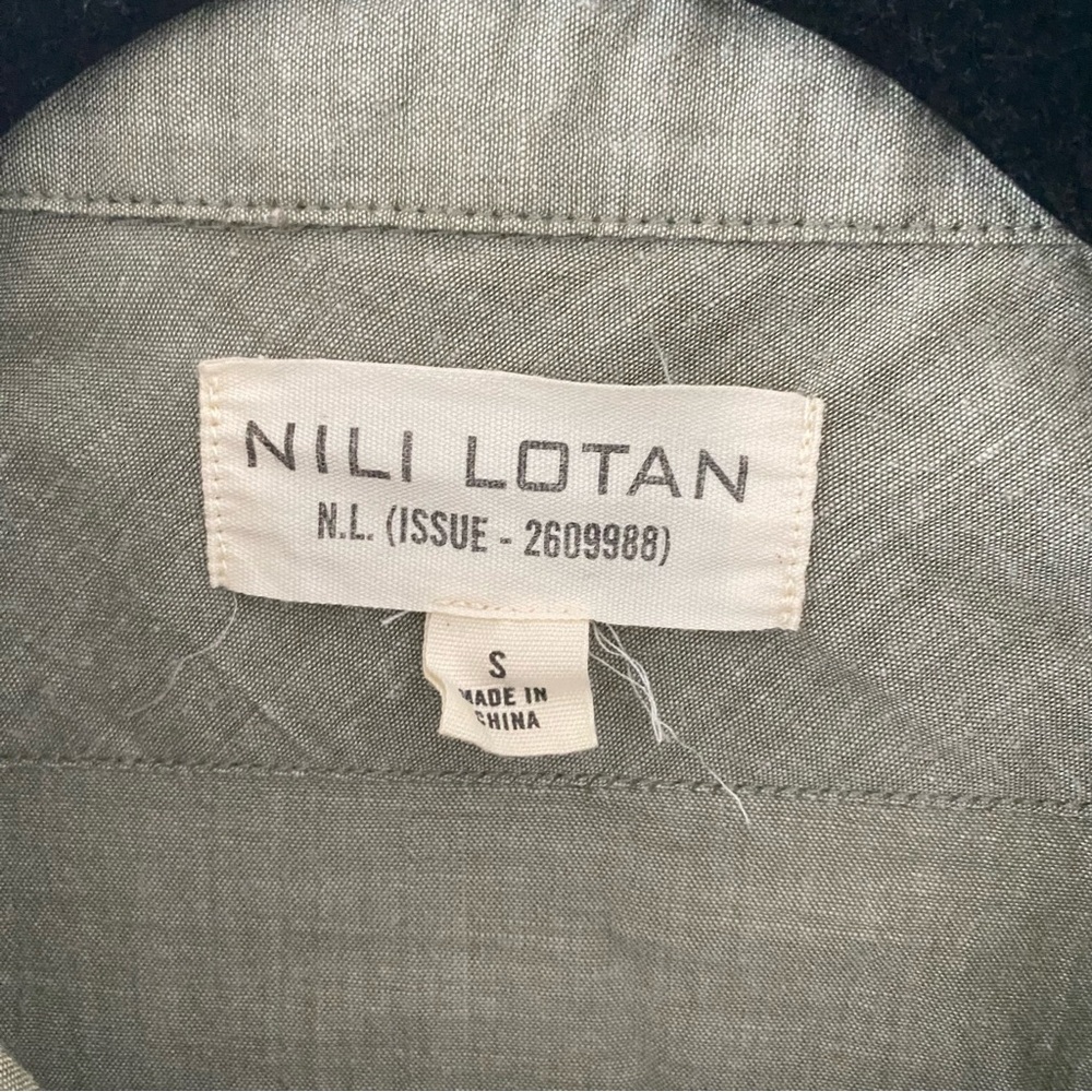 Nili Lotan Cotton Olive Green Button Up Shirt Size Small - Picture 2 of 7